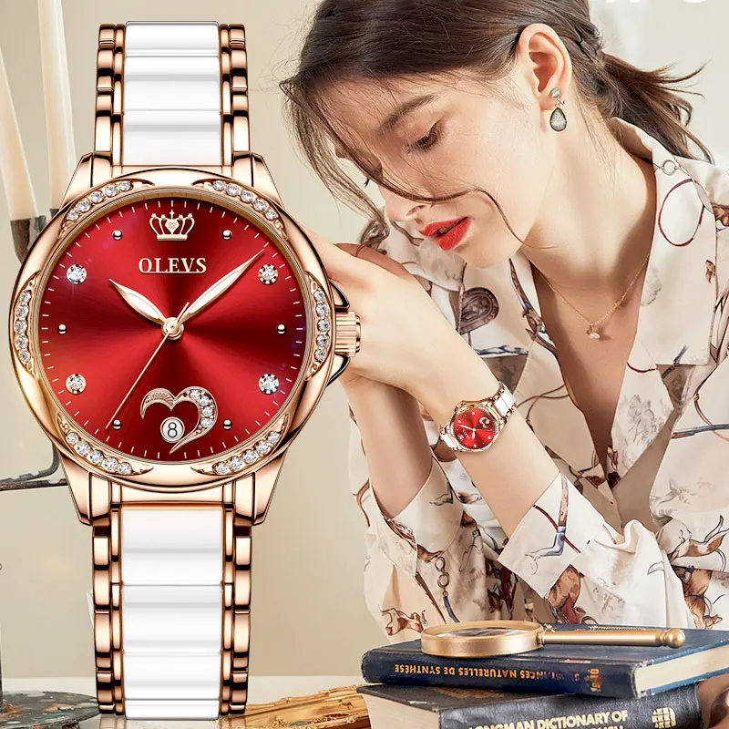 Moterų Automatinis Mechaninis laikrodis, Data Ponios Žiūrėti TOP Brand Prabanga Keramikos Mados Moterų Laikrodžiai, Nerūdijančio Plieno reloj mujer