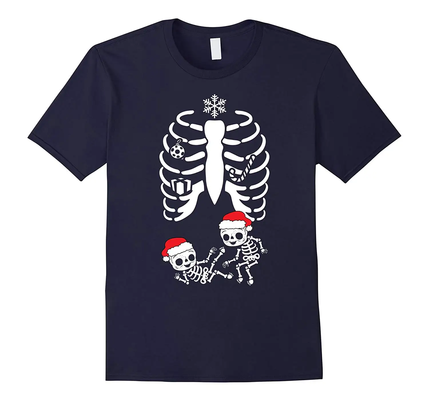 Kalėdų Motinystės Dvyniai Xray Nėščia Skeletas T-Shirt Nuostabi Trumpas Rankovės Unikalus Atsitiktinis Trumpomis Rankovėmis Viršūnes