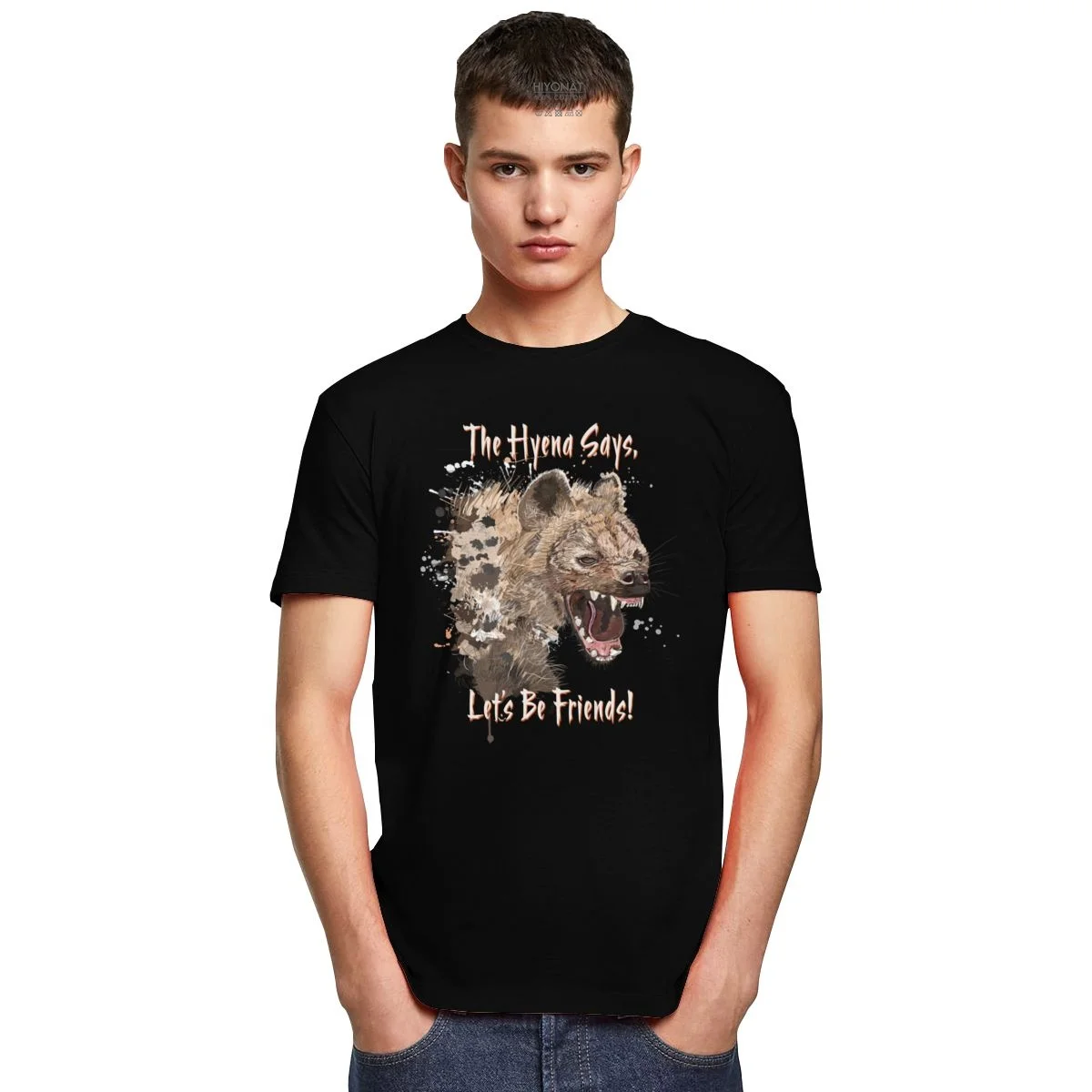 Hyena Marškinėliai Vyrams Grynos Medvilnės Afrikos Safari Dykumoje T-shirt Furry Gyvūnų Hyaenas Tee Viršūnes Trumpas Rankovės Atsitiktinis Marškinėlius Merch