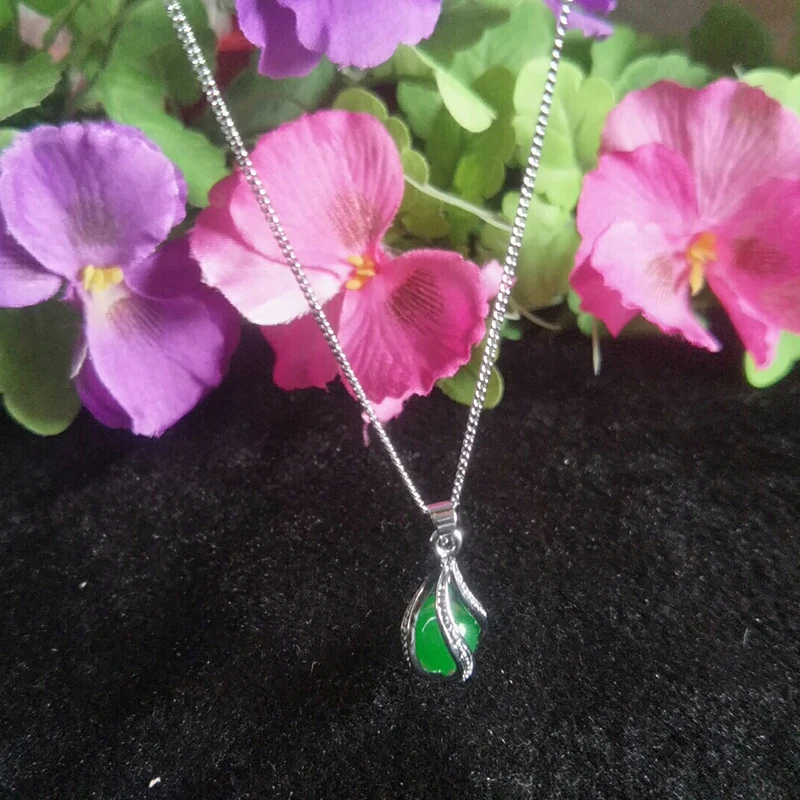 Gamtos Malajų jade sėkmės Granulių 925 Sidabrinis Jade Pakabukas Papuošalai laimingas Laimingas Amuletas Jade Pakabučiai Fine Jewelry