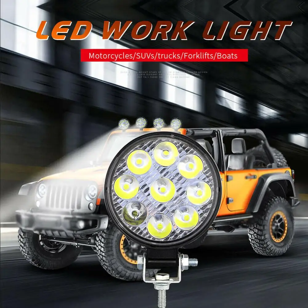 10vnt 27W Apvalus LED Šviesos Juosta LED Offroad LED Darbo Lengvųjų Automobilių 4WD Sunkvežimis, Traktorius, Valtis Priekaba 4x4 VISUREIGIS ATV 12V Spot Prožektorius