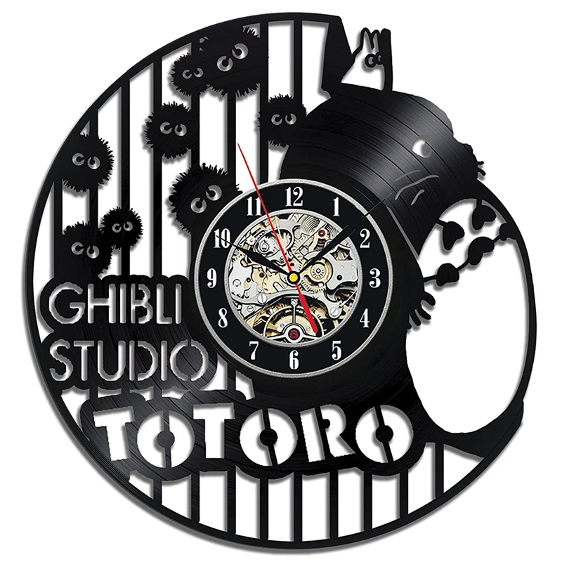 Vinilo Įrašas Sieninis Laikrodis Klasikinis Studio Ghibli Anime Totoro Retro CD Dekoratyvinis Išjungti LED Laikrodžiai Kūrybos ir Senovinis Sieninis Laikrodis