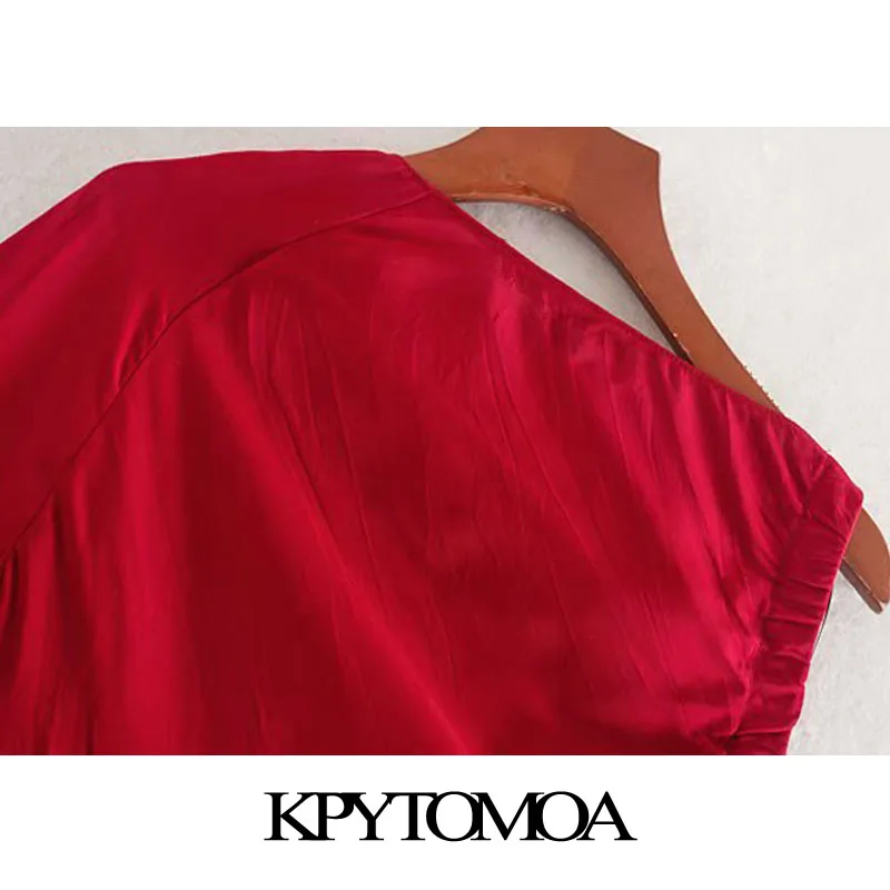 KPYTOMOA Moterų 2020 M. Elegantiškos Mados Vienos Pečių Asimetrinė Midi Suknelė Vintage ilgomis Rankovėmis Pusėje Elastinga Moterų Suknelės, Vestidos