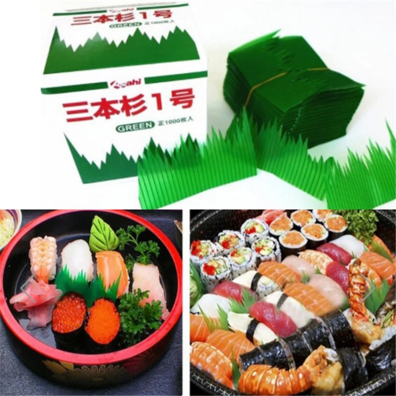 1000pcs/Box Žalias Lapas Japonų Maisto Suši Apdailos Lapai Suši Žolės Kūrybos Plastiko Lapų Sashimi Dekoro Įrankių