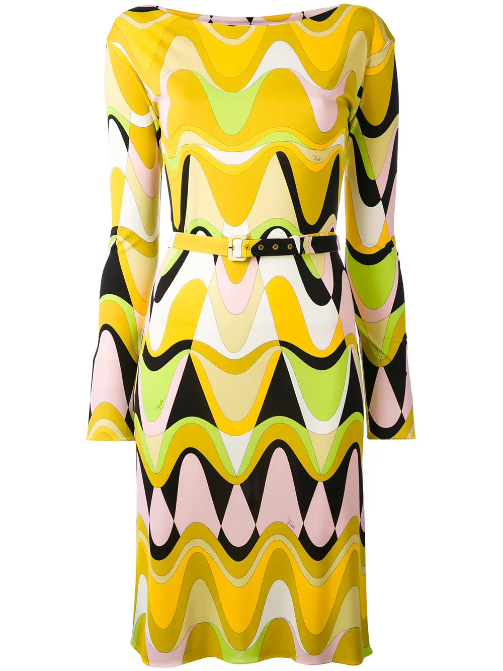 Naujas 2018 m. Rudens Mados Dizaineris Suknelė Moterų Ilgas Rankovėmis geltona Geometrinis Spausdinti XXL Ruožas Jersey Plonas Šilko Suknelė Dieną