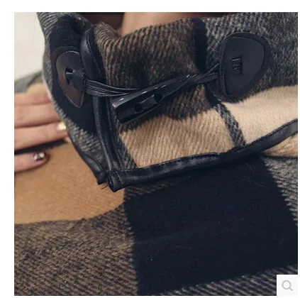 Rudenį ir Žiemą Naujas korėjiečių Stiliaus Moterų Drabužiai Skara Skara Vilnonis Paltas Didelio Dydžio Susiuvimo Žaliojo Striukė