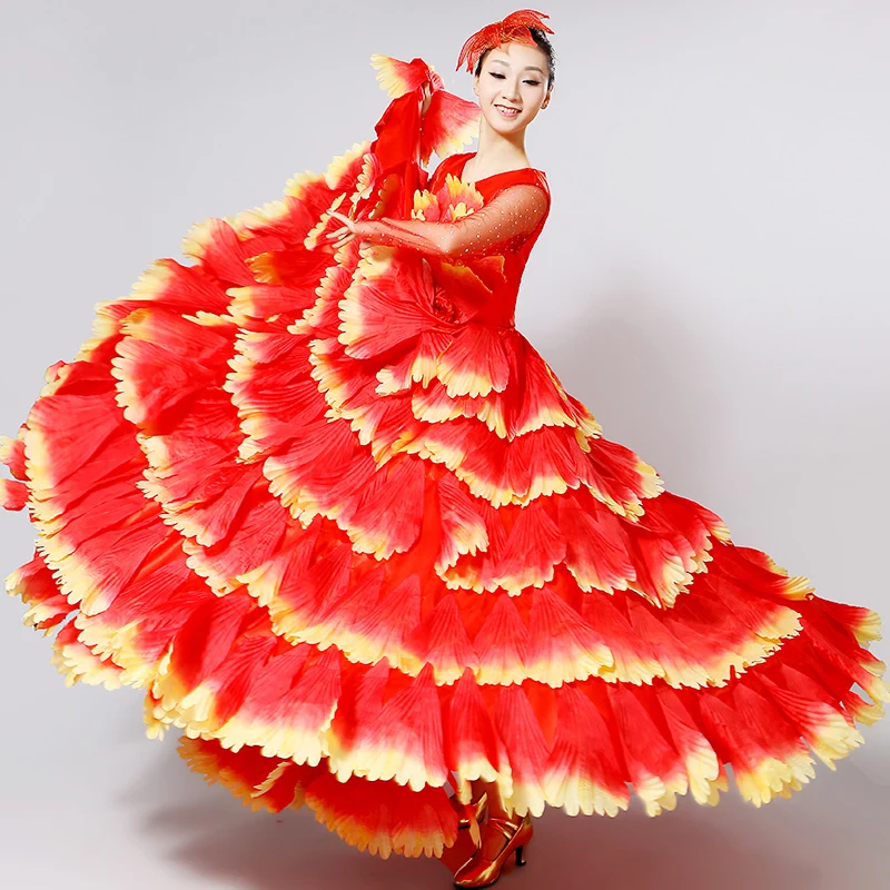 Ispanijos Korida Šokti Flamenko Sijonas Pramoginiai Moterų Suknelė Gypsy Raudona Etape Dėvėti Veiklos Kostiumas Ponios Drabužiai DN3042