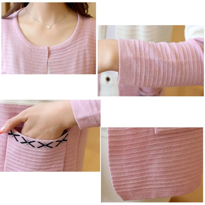 Plytelių megzti megztinis džemperis Moterims, O-kaklo Šonkaulio vidutinio ilgio Megztinis Moteriška ilgomis rankovėmis Kailis 2020 M. Rudenį, žiemą korėjos kišenėje Viršūnės