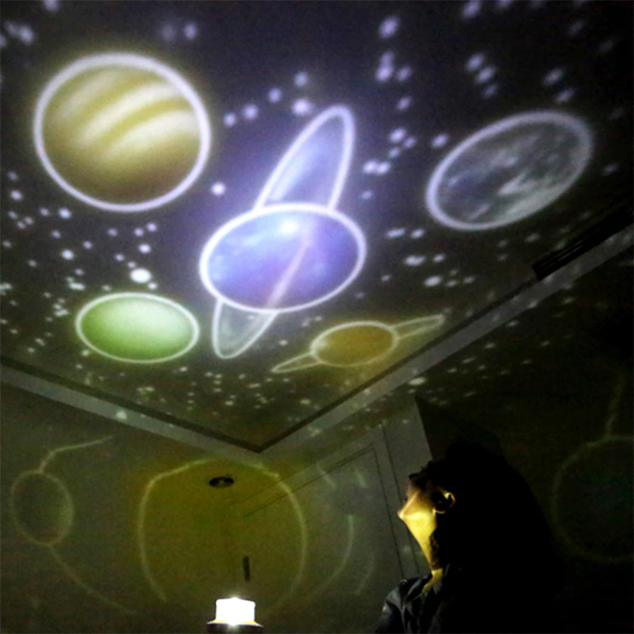 2020 Proyector de cielo estrellado, juguete de planeta mágico, lámpara LED del universo tierra, colorido, Estrella intermitente