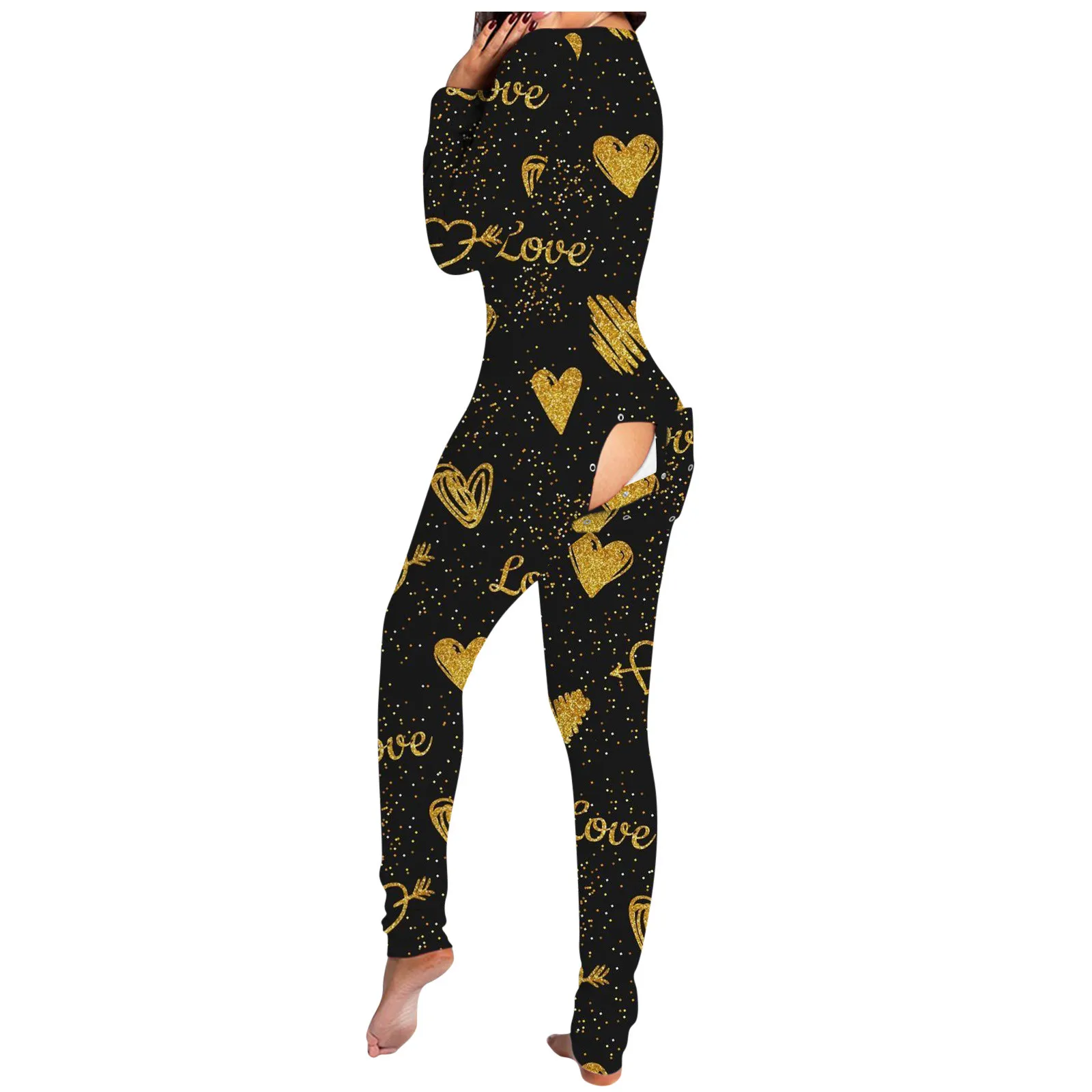 2020 pižama Onesies Moterų Mygtuką žemyn Spausdinti Funkcinės Sagomis Atvartu Suaugusiųjų V-kaklo Jumpsuit Pyjama Femme Sleepwear