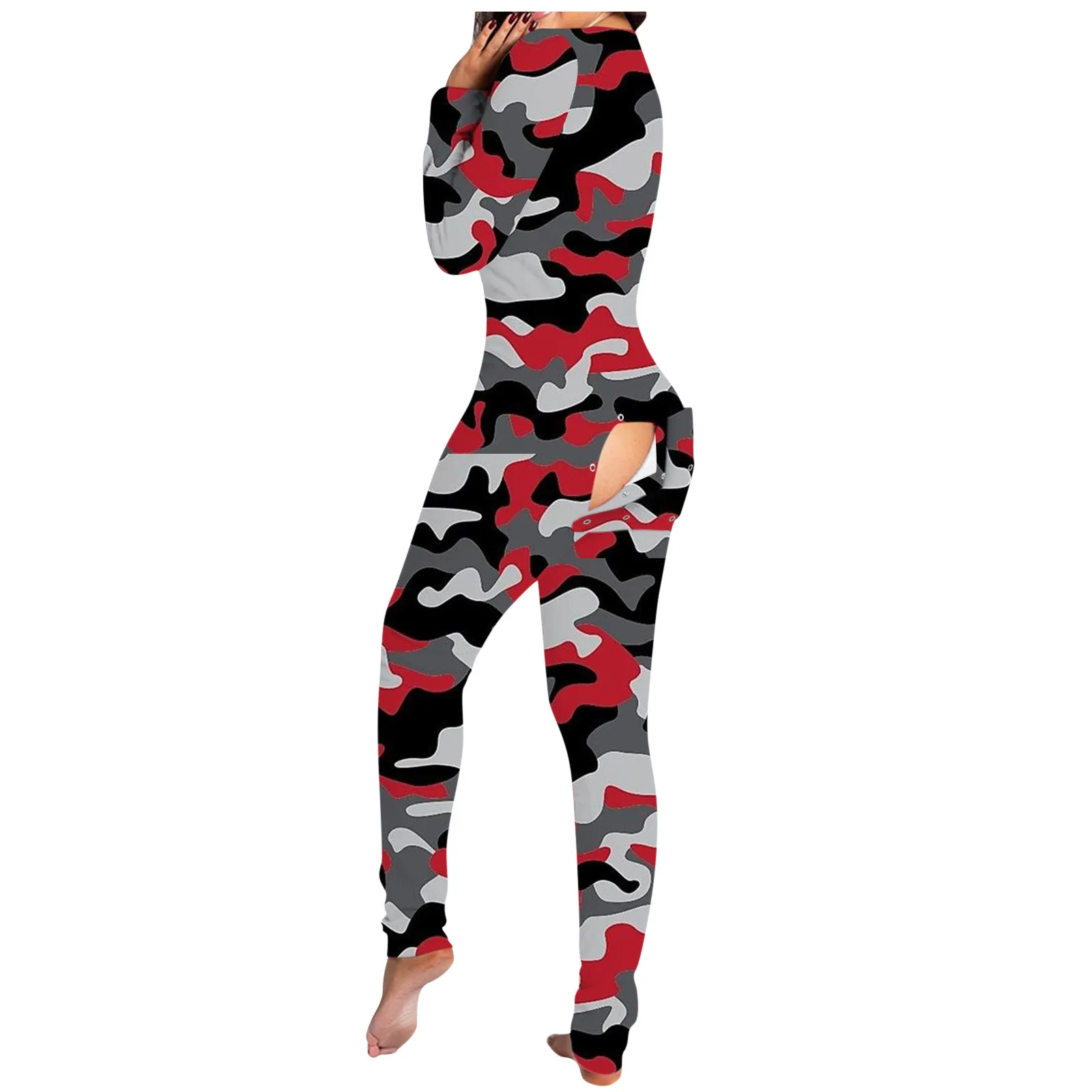 2020 pižama Onesies Moterų Mygtuką žemyn Spausdinti Funkcinės Sagomis Atvartu Suaugusiųjų V-kaklo Jumpsuit Pyjama Femme Sleepwear