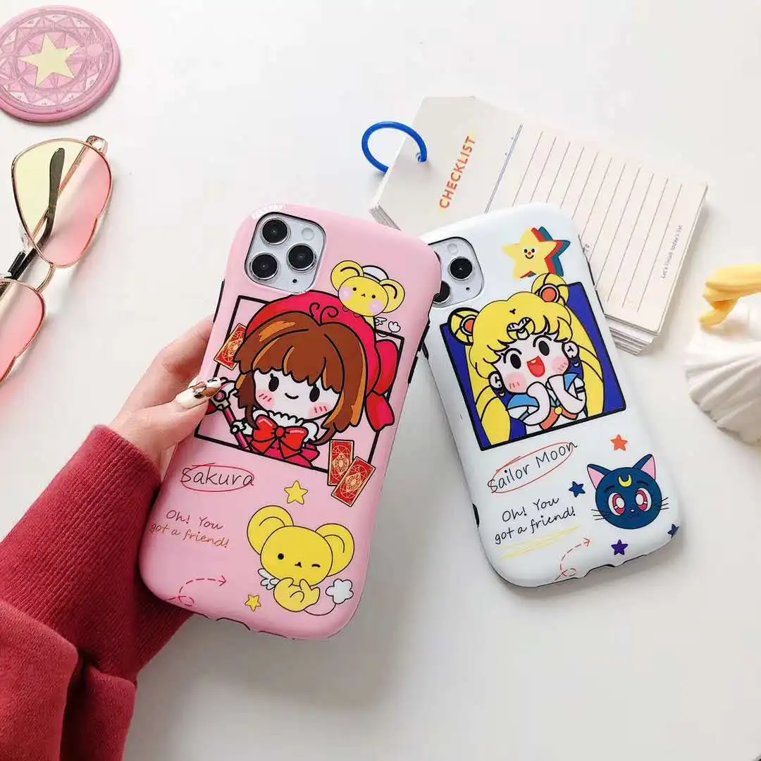 Animacinių filmų Cardcaptor Sakura rožinė minkšta telefono dėklas Skirtas iPhone 11 11Pro MAX XR X XS MAX 7 8Plus Sailor moon baltas galinis dangtelis atveju