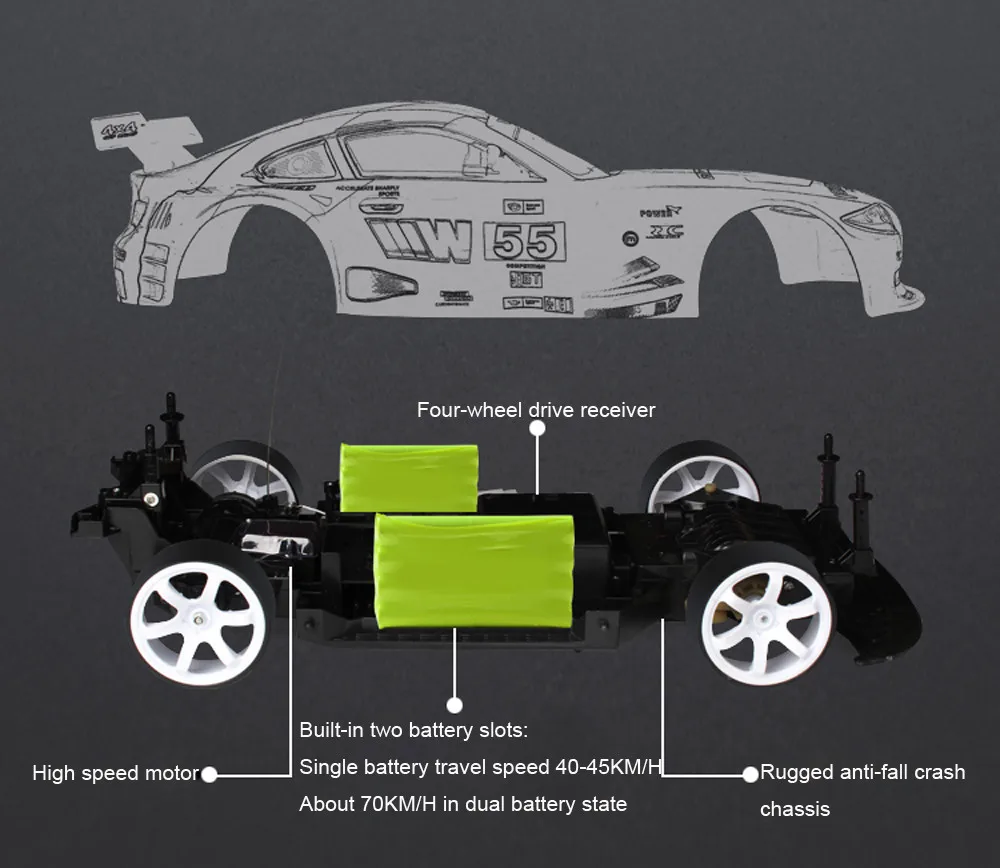 1:10 RC Automobilių 70km/h Nuotolinio Valdymo Automobilio 4WD Double Baterija Didelės Galios LED Žibintų Radijo Mašina Lenktynių Sunkvežimis Žaislai Vaikams