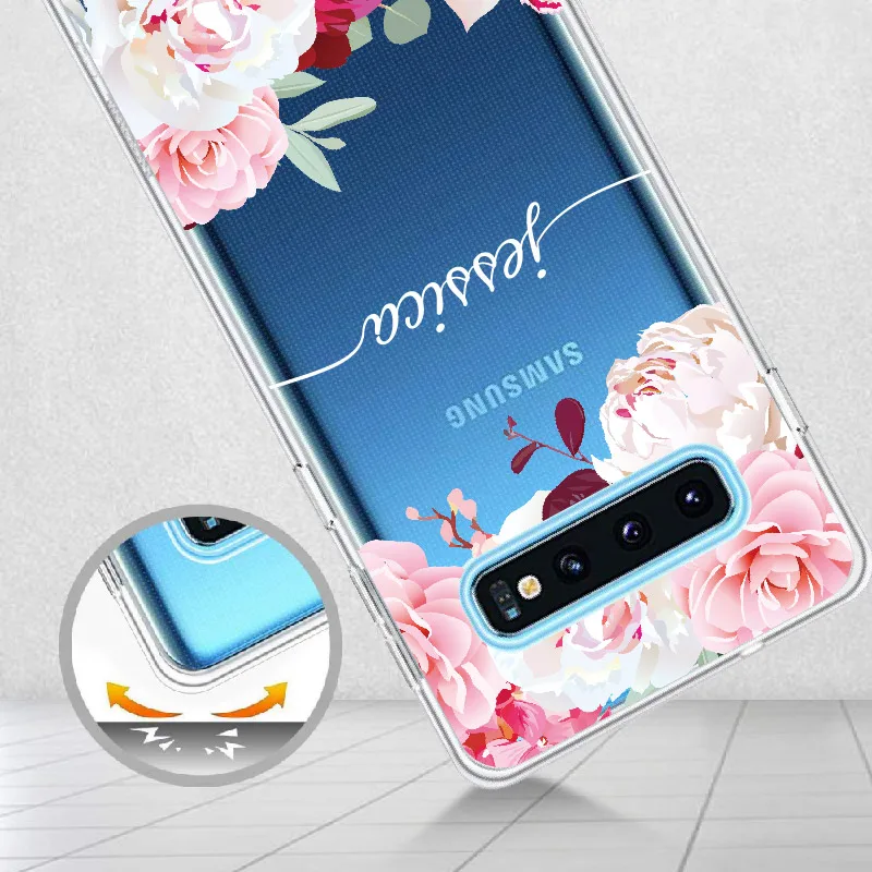 Asmeninį Užsakymą Pradinis Pavadinimas Gėlių Telefono Dėklas Samsung Galaxy A41 Pastaba 8 9 10 A8 S8 S9 S10 S20 Plius Minkštas Apsauginis Atveju