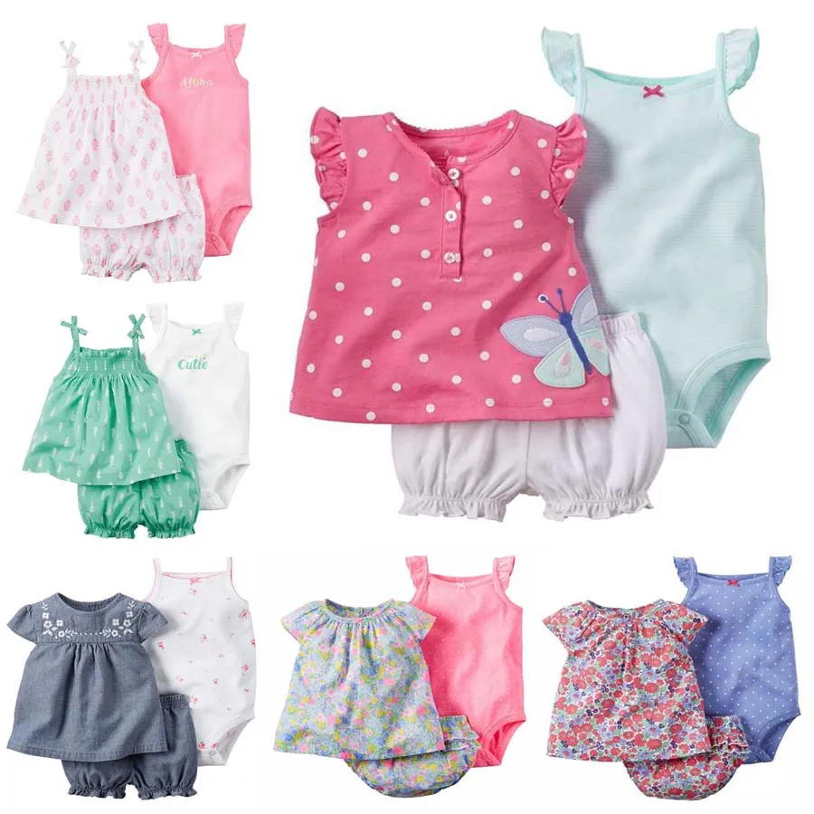 Mados vasaros 2020 m. mergytę drabužių medvilnės o-kaklo, rankovių rompers+šortai, drabužiai nustatyti naują gimęs kūdikis mergaitė apranga naujagimiams