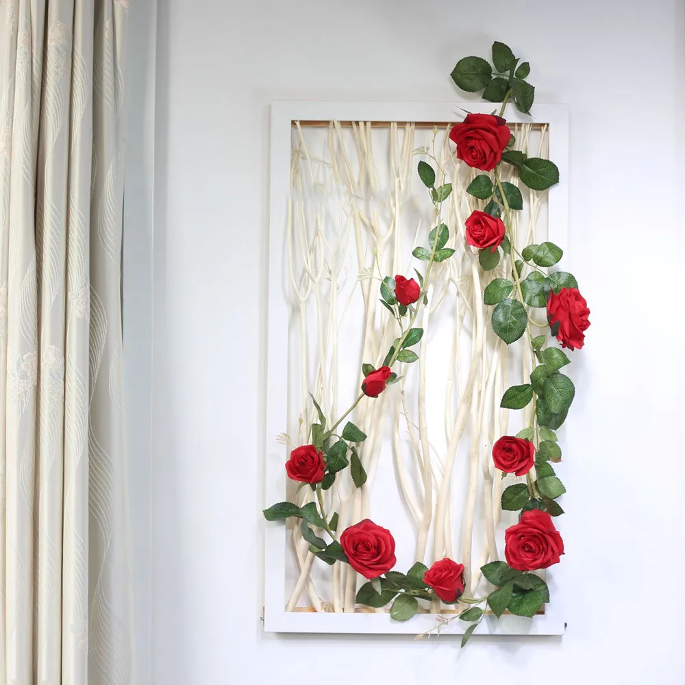 1,8 M Eukalipto Girliandą su Rožių Dirbtinių Gėlių Plotai Dirbtiniais Šilko Žaluma, Vestuvių Fonas Arch Sienų Dekoras Namuose Valgomasis Stalas