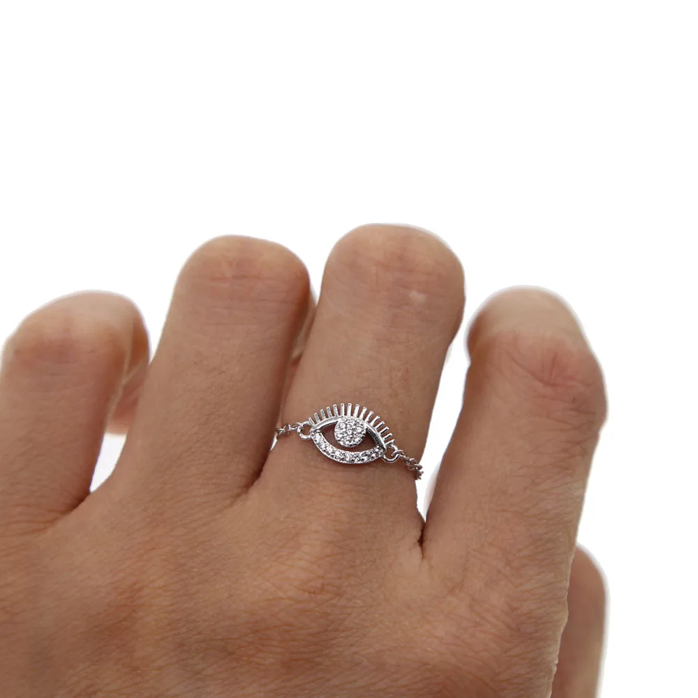 Sidabro spalvos turkijos blogio akių žavesio žiedas subtilus reguliuoti grandinės moterų comfirm Elegantiškos mados juvelyrikos pasisekė pasirašyti Madinga Midi žiedai