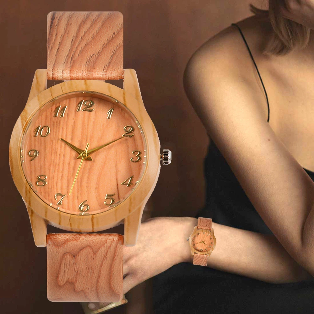 Sportas Laikrodžiai Moterims, Vyrams, Kvarciniai Laikrodžiai Atsitiktinis Mediniai Spalvos Odinis Dirželis Medienos Žiūrėti Reloj Mujer Moterų Žiūrėti Montre Homme