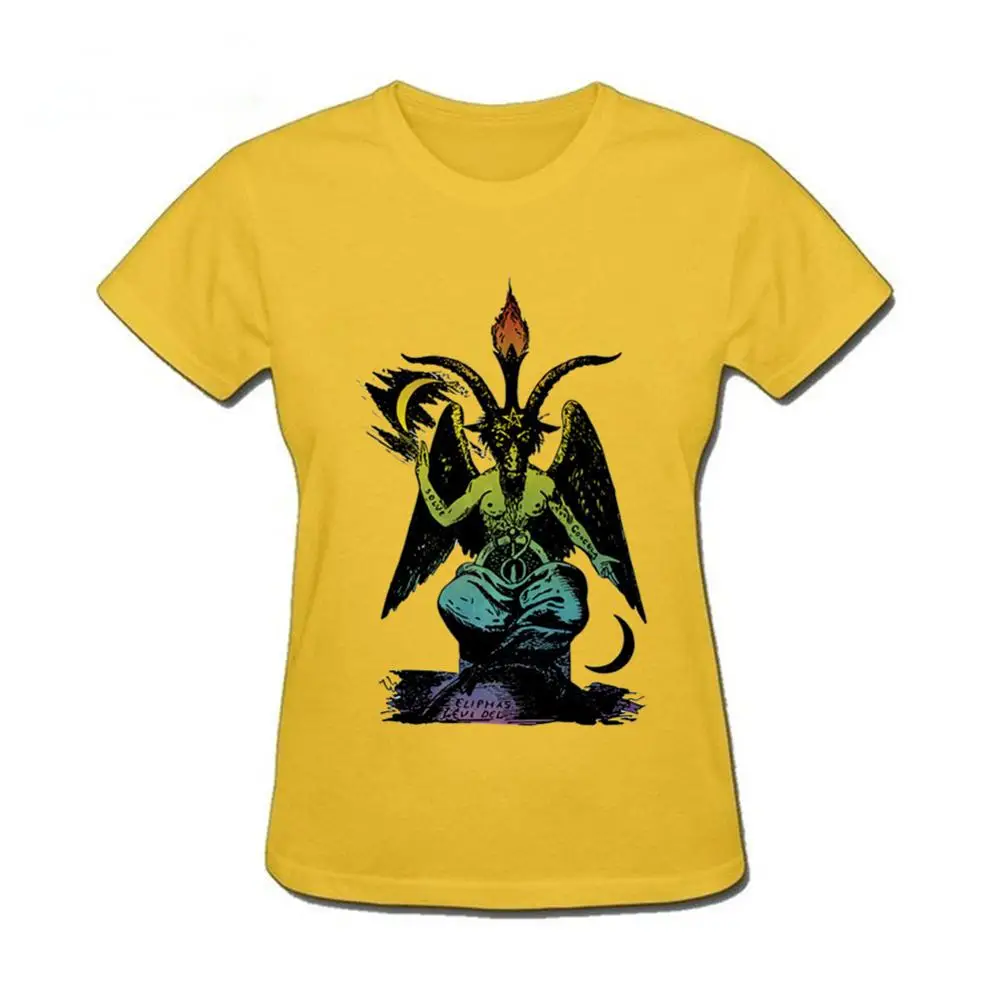 2019 Mados moterų Spausdinti Baphomet T-shirt O-Kaklo trumpomis Rankovėmis Vasarą Šėtonas Streetwear Juokinga ladys Marškinėliai