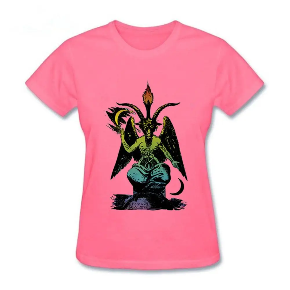 2019 Mados moterų Spausdinti Baphomet T-shirt O-Kaklo trumpomis Rankovėmis Vasarą Šėtonas Streetwear Juokinga ladys Marškinėliai