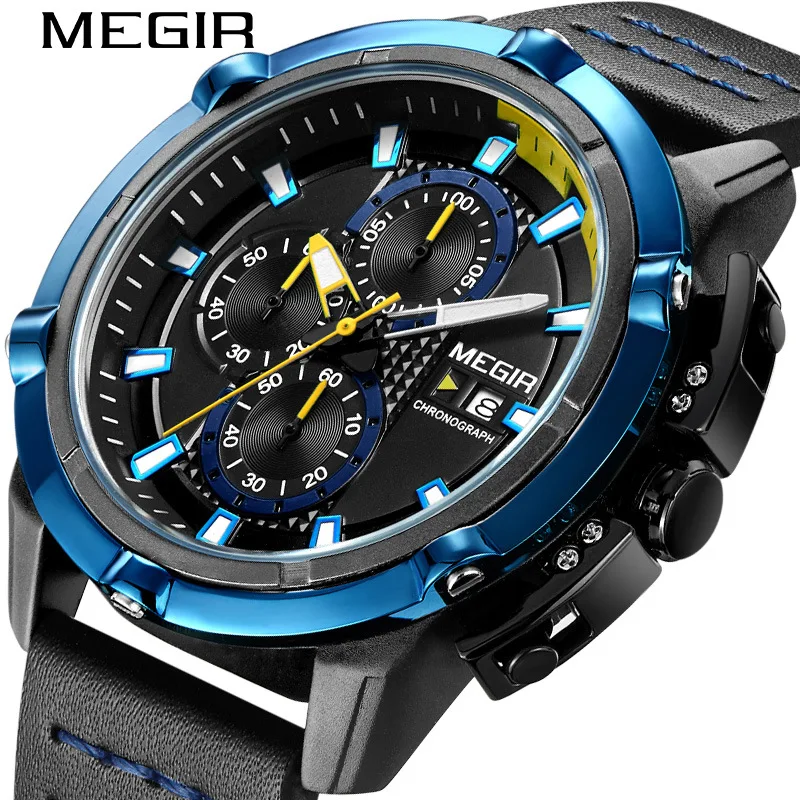 MEGIR 2020 Sporto vyriški Žiūrėti Multi-funkcija Laiko Kalendorius Asmenybės Kvarciniai Laikrodžiai Data, Laikrodis Reloj Hombre