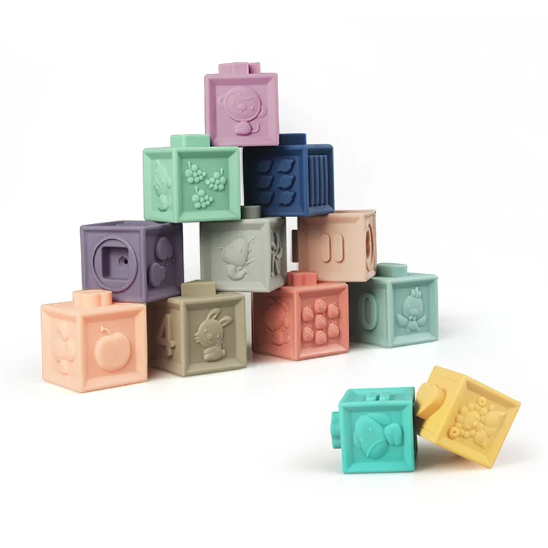 Minkštas Kūdikio Blokai Barška Žaislai 3D Paliesti Ranka Traukite Kamuolys Kūdikių Masažas Gumos Teether Išspausti Žaislas Vonios Žaislas 0-12 Mėnesių