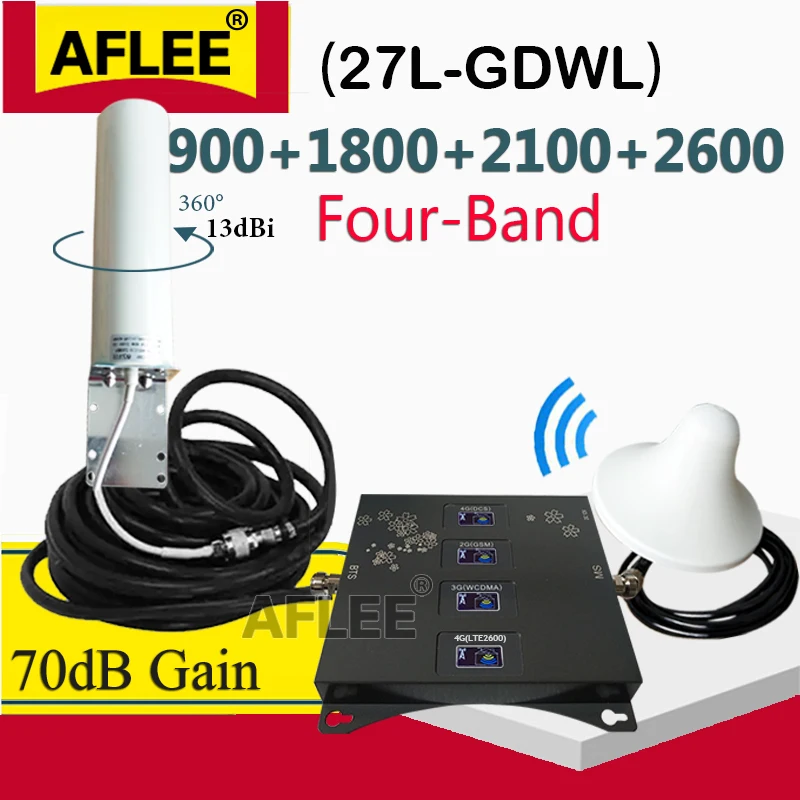 4G Cellular Stiprintuvo 900 1800 2100 2600Mhz Keturių dažnių Juosta 4G mobilusis telefonas Stiprintuvas GSM Kartotuvas 2G 3G 4G Signalo Stiprintuvas GSM, DCS UMTS, LTE
