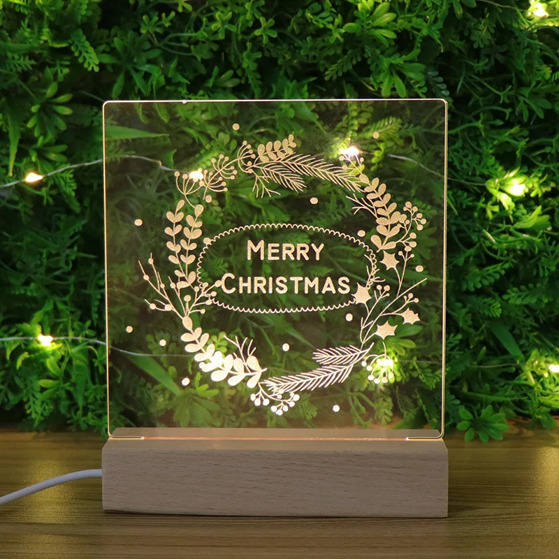 LED 3D Kalėdų Naktį Šviesos USB Elnias Vainikas Santa Claus Naktį Lempos Miegamasis Medienos stalinės Lempos, Vaikams, Vaikų, Draugas, Dovana Gimtadienio
