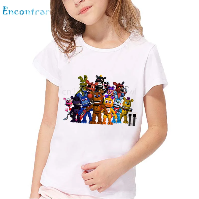 Vaikai Penkias Naktis Fredis Animacinių filmų marškinėliai Kūdikių Berniukų, Mergaičių Juokingas 5 Freddys Vasaros Viršūnes Vaikams Laisvalaikio T-shirt,oHKP2408