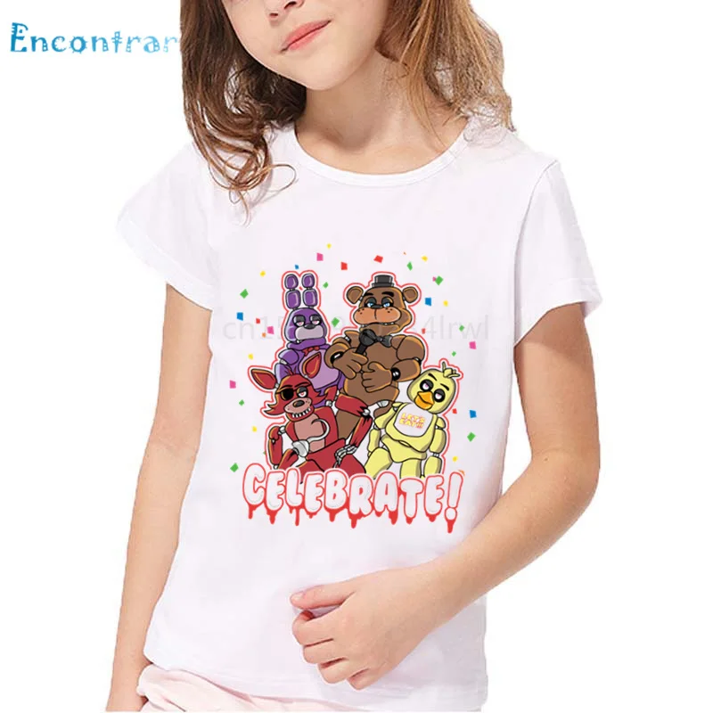 Vaikai Penkias Naktis Fredis Animacinių filmų marškinėliai Kūdikių Berniukų, Mergaičių Juokingas 5 Freddys Vasaros Viršūnes Vaikams Laisvalaikio T-shirt,oHKP2408