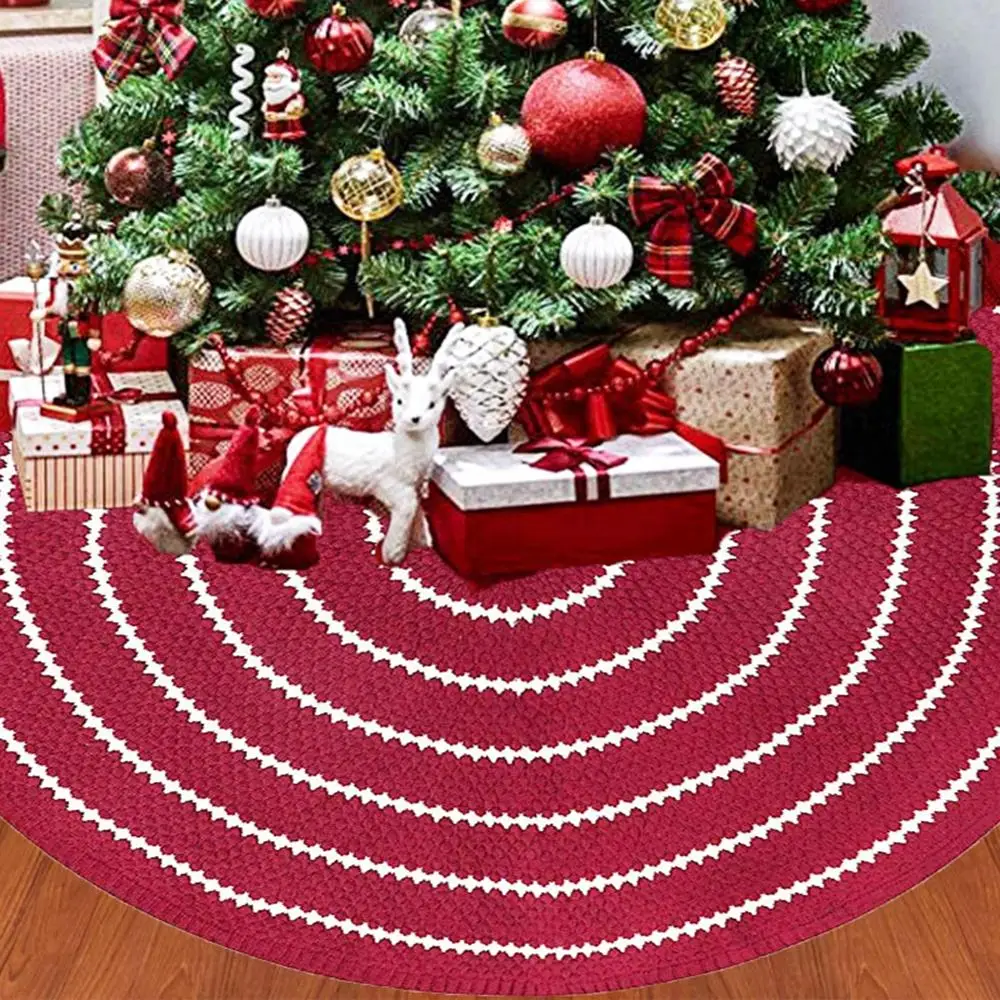 Mezgimo Raudona Kalėdų Eglutė Sijonas Apvalus Kilimas Kalėdų Dekoracijas Namų Grindų Kilimėlis Naujųjų Metų Kalėdų Medžio Sijonai