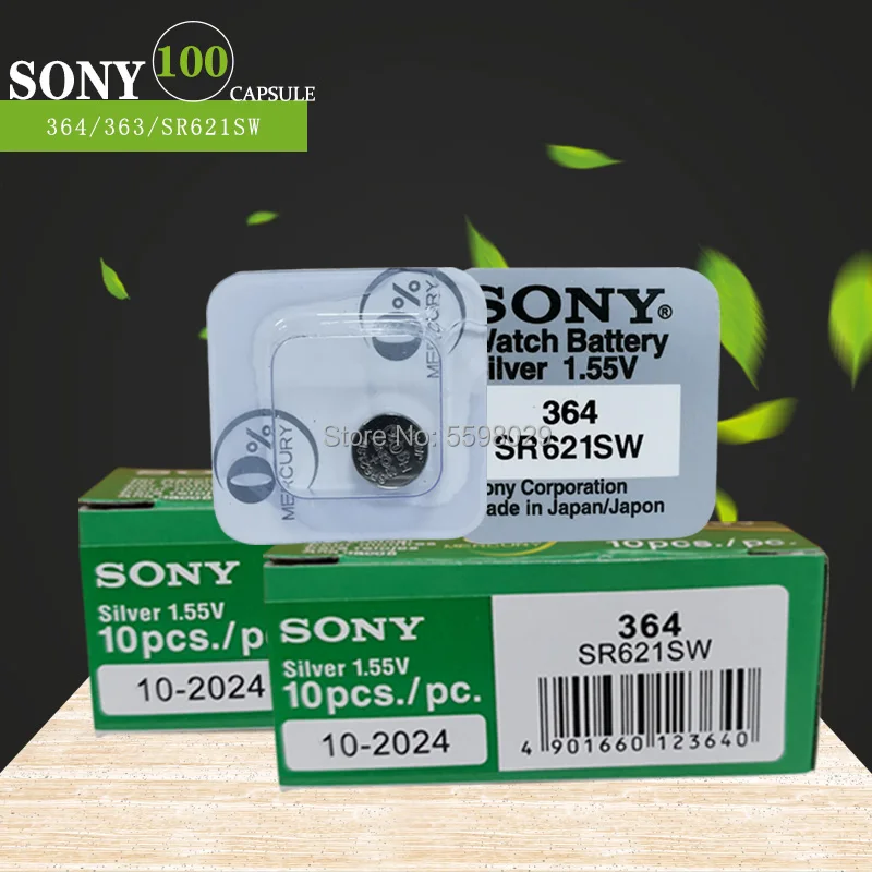 100Pc Sony 621 Žiūrėti Baterija 1 TG LR621 sr621sw 364A 1,5 V LR60 Sidabro Oksido Mygtuką Cell Baterijos Bendrosios grūdų pakavimo