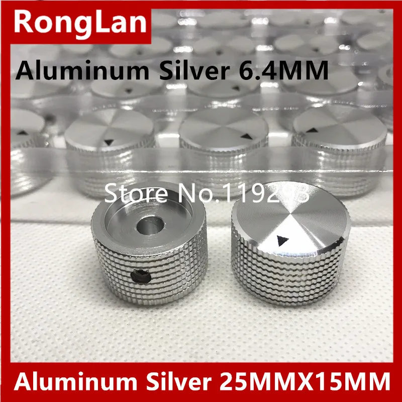 [BELLA]Aliuminio Sidabro Aliuminio potenciometras rankenėlę skylę 6.4 MM, 6MM bžūp 25MMX15MM--50PCS/DAUG