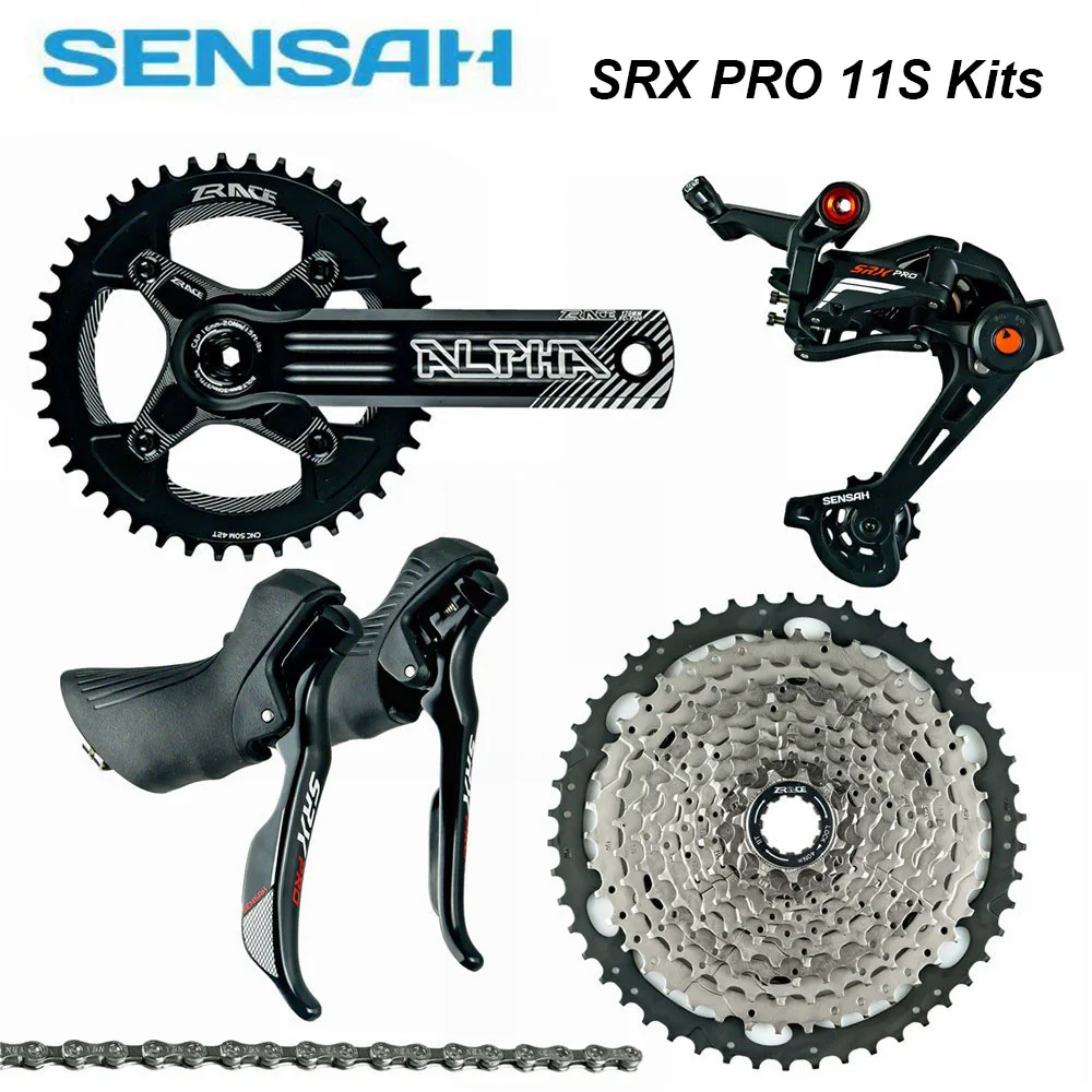 SENSAH SRX PRO 11s Kelių Dviratį Groupset R/L Shifter + Galiniai Derailleurs + crankset Kasetės Chainwheel už žvyro-dviračiai Cyclo-Cross