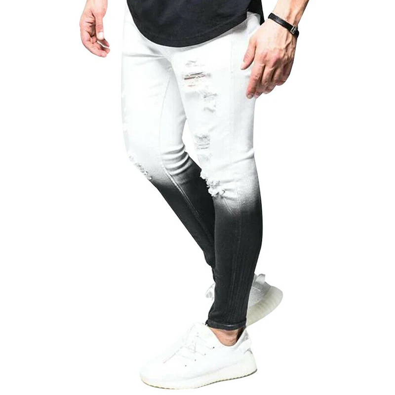 VICABO Džinsai vyrams Pieštuku Kelnės Atsitiktinis Europoje, Amerikoje Vyrų Drabužiai Seksuali Skylė Juoda Balta Jeans vyriškos Kelnės #w