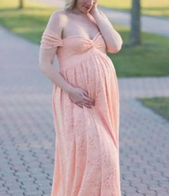 2021 Motinystės Elegantiška Suknelė Fotografijos Rekvizitai Nėščia Suknelė Nėrinių Off Peties Raukiniai Išgalvotas Maxi Motinystės Suknelė Lady Ilgai Dre