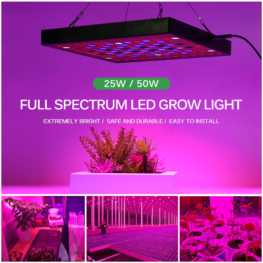 Auginimo Lempos, LED Grow Light 25W 50W Visą Spektrą Patalpų Augalų Apšvietimas Fitolampy Augalai, Gėlių Daigų Auginimas