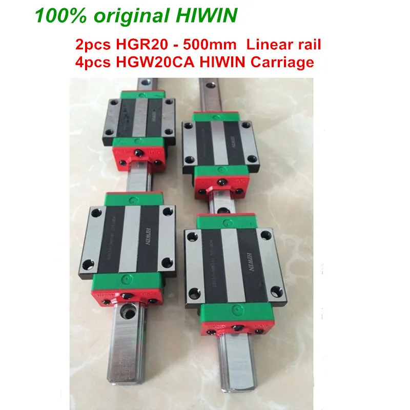 HGR20 HIWIN linijinės geležinkelių: 2vnt originalus HIWIN geležinkelių HGR20 - 500mm geležinkelių + 4pcs HGW20CA blokai cnc router