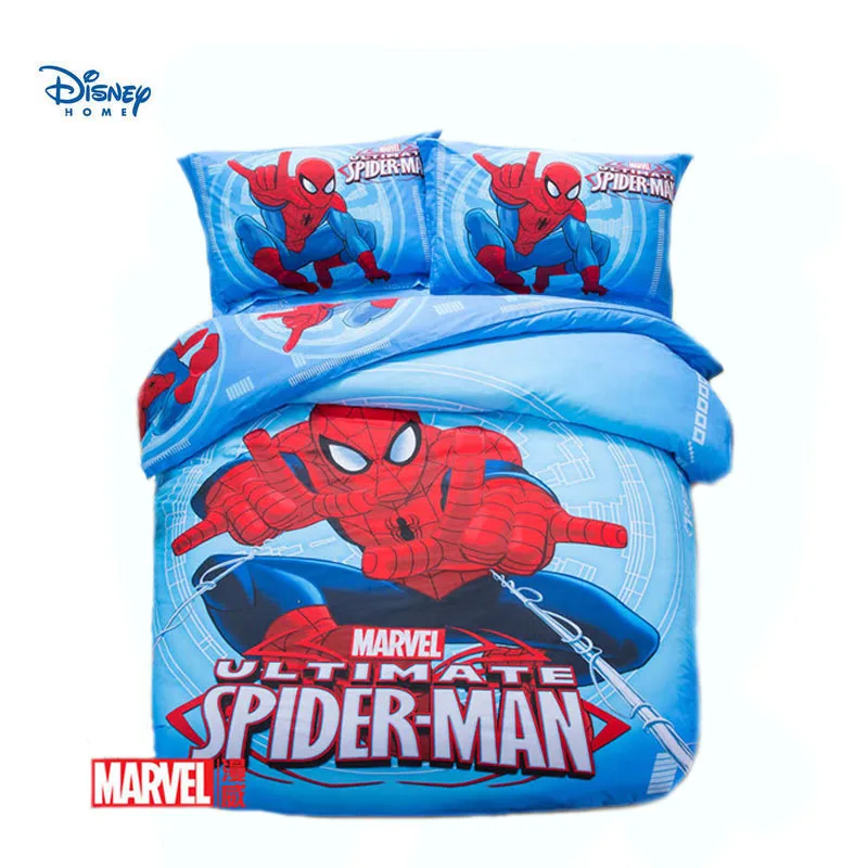 Šalikas Spiderman patalynės komplektai karalienė visiškai twin dydis medvilnė 3d disney lovos užvalkalai berniukas paaugliams 3/4/5vnt mėlyna antklodė padengti 500tc