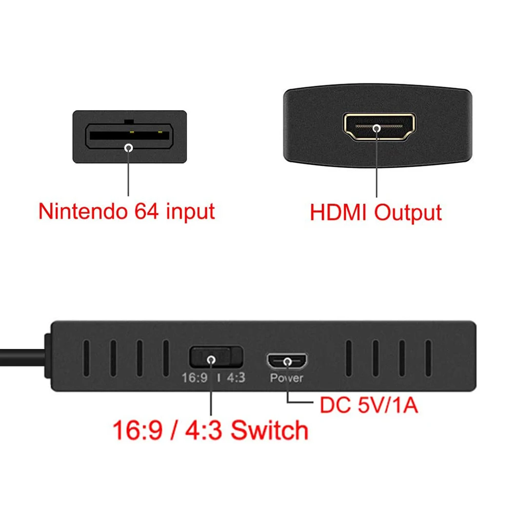 Nintendo64 Į HDMI Konverteris HD Link Cable N64 Su Nauja HDMI TV Plug and Play MUS