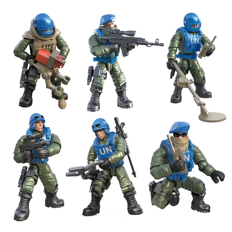 6pcs Mobilumo Kareivis Karinis Modelis Playset specialiųjų Pajėgų Veiksmų Skaičiai, Vaikams, Žaislai, Plastikiniai Kareivis Vyrai visą bendrą galite pasukti