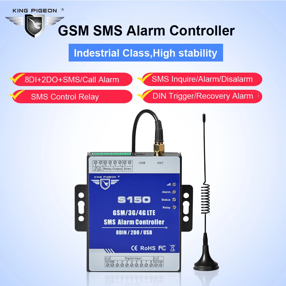 GSM 3G 4G Cellular RTU SMS Relės Perjungimas Pramonės Di Nuotolinio Stebėjimo Sistema-pastatytas kontrolierius SMS Signalizacijos Bloko S150