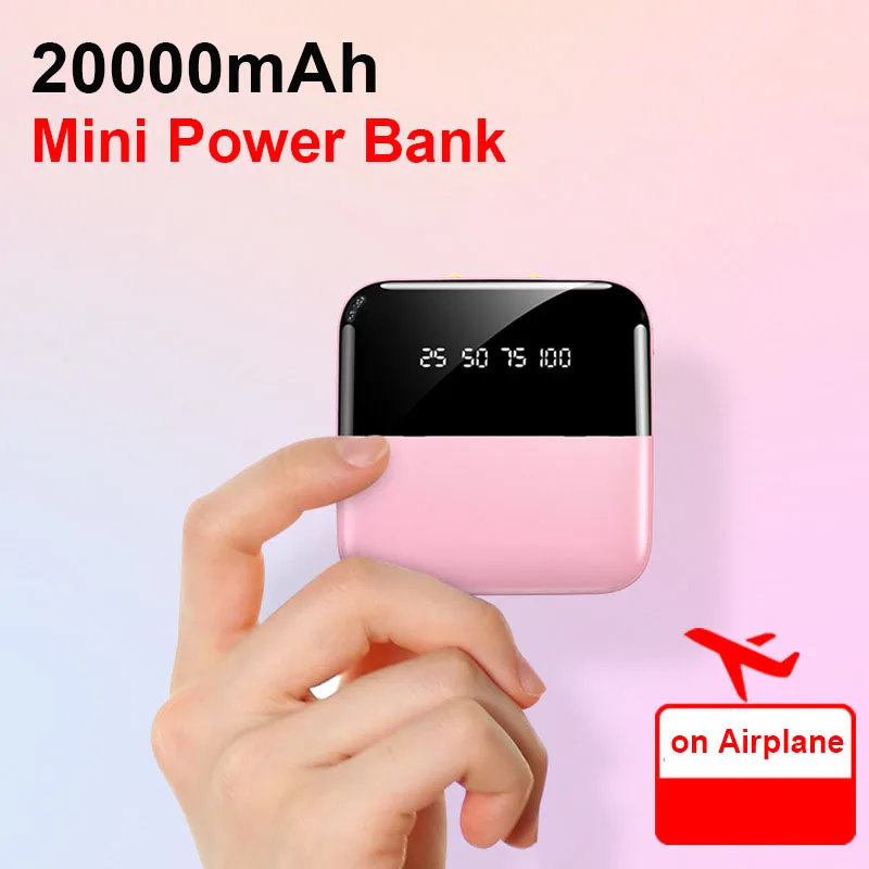 20000mAh Mini Galios Bankas Greitas Įkroviklis, 2 USB LCD Tipas C Powerbank Nešiojamų Išorės baterijos Įkrovimo Už Xiaomi 