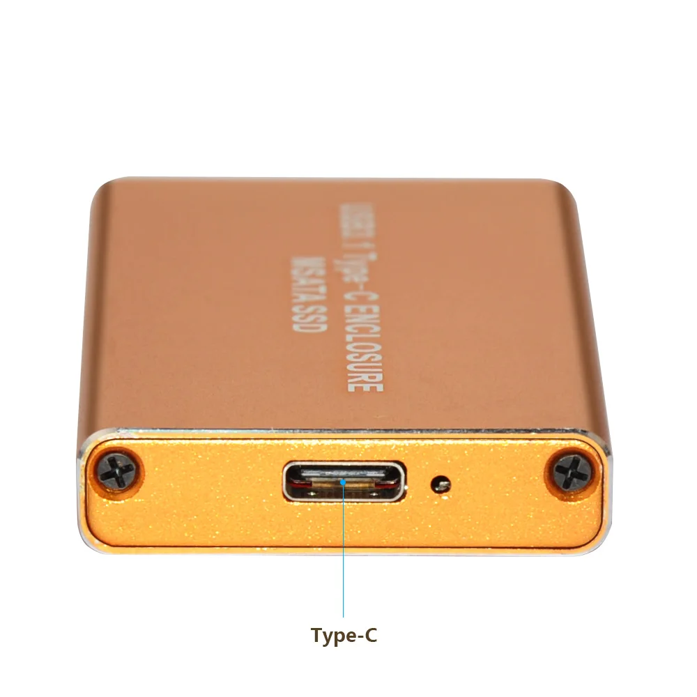 Naujas Aliuminio Lydinio, Išorinė SSD Caddy USB3.1 Tipas-C 50mm mSATA SSD Talpyklos Išorinis