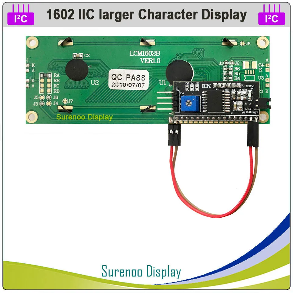 Serijos IIC / I2C / TWI 1602 162 16*2 Didesnių Simbolių LCD Modulis Ekranas Geltona Žalia Mėlyna su Apšvietimu Arduino