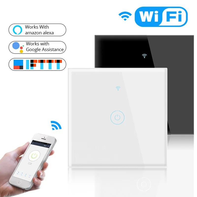 1/2/3 Gauja TUYA WiFi Smart Touch Jungiklio Nėra Neutralus Bendrosios Priešgaisrinės + Nulio Gaisro Smart WIFI Touch Sienos Jungiklis, Alexa, Google Namuose