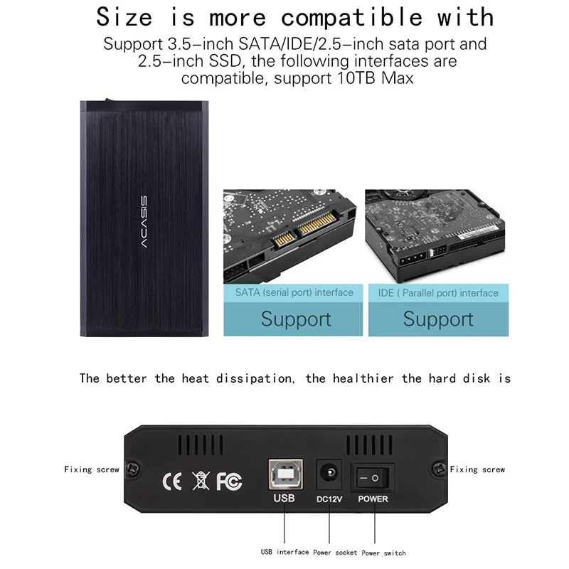 Acasis HDD Atveju, USB 2.0 IDE Į SATA 3.5 2.5 Adapteris Išorinį Kietąjį Diską Talpyklos SSD Diskas HDD Dėžutės Atveju HD