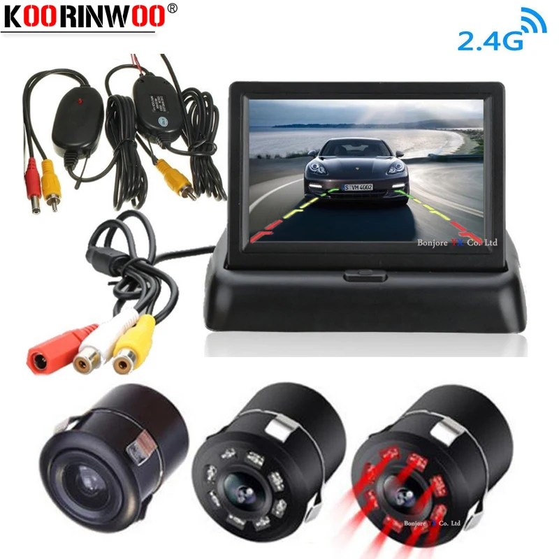 Koorinwoo HD 720P Belaidis 2.4 G, Automobilių Stovėjimo aikštelė, Atbulinės eigos Kamera, LCD, Sulankstomas Stebėti IR Šviesos Sunkvežimių Galinio vaizdo Kamera Tailer Backup