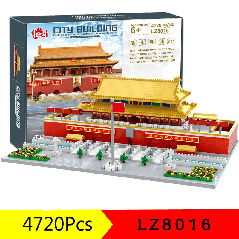 4720Pcs Mažų Dalelių Blokai Miniatiūrinės Architektūros Tiananmenio Aikštėje Modelio Švietimo Žaislai Vaikams Dovanos LZ8016