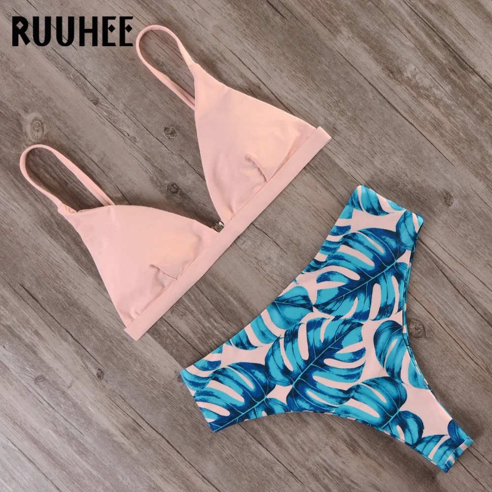 RUUHEE Bikini 2020 M. maudymosi Kostiumėliai Moterims, maudymosi kostiumėlį Aukšto Juosmens Bikini Komplektas Push Up Maudymosi Kostiumą Moterų Paplūdimio drabužiai Maillot De Bain Biquini
